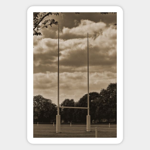 Rugby goal post at Rugby School Magnet by avrilharris